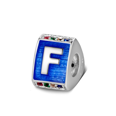 Triangle letter f charm with enamel