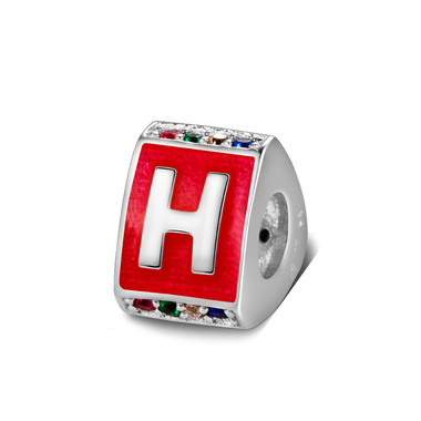 Triangle letter h charm with enamel