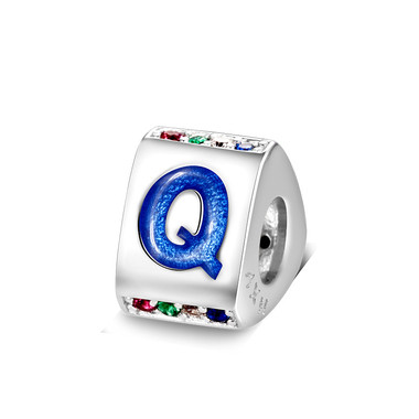 Triangle letter q charm with enamel