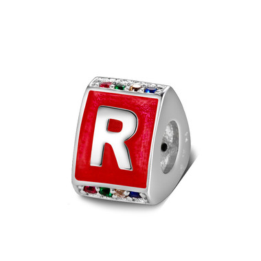 Triangle letter r charm with enamel