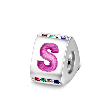 Triangle letter s charm with enamel