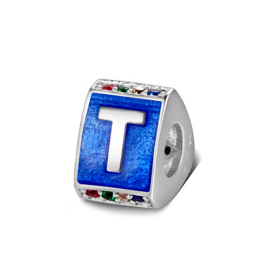 Triangle letter t charm with enamel