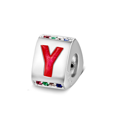 Triangle letter y charm with enamel
