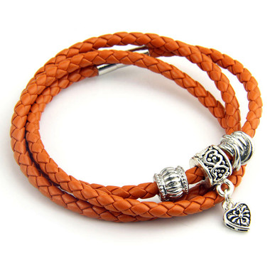 Royaro Orangle Braided Leather Bracelet 