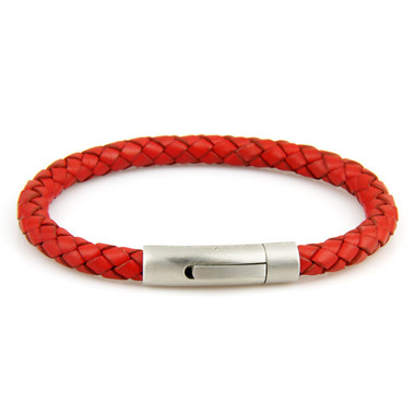 Red Stainless Leather Bracelet