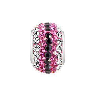 Birthstone Charm With Pink & Black Crystal