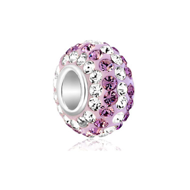 Birthstone Charm With Rose Pink And Clear White Crystals