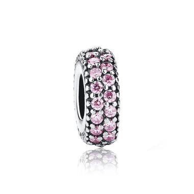 Round Spacer Paved Pink Crystal