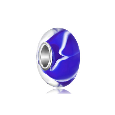 Blue Inner Screw Translucent Murano Glass Beads