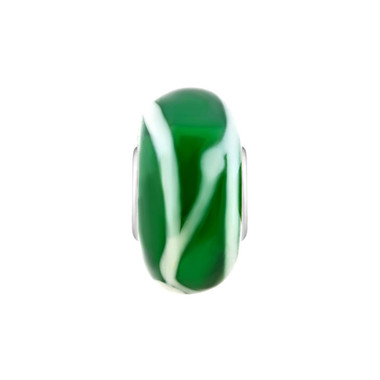 Green And White Murano Glass Bead