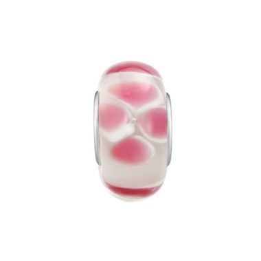 White Pink Flower Murano Glass Bead