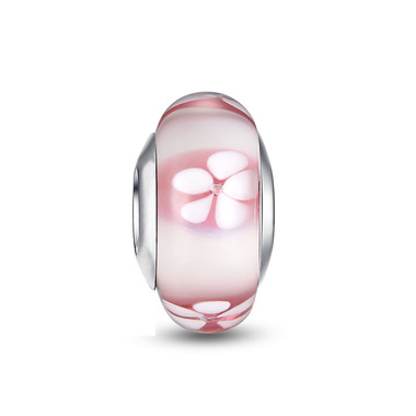 Floral Pink Gradient Murano Glass Bead